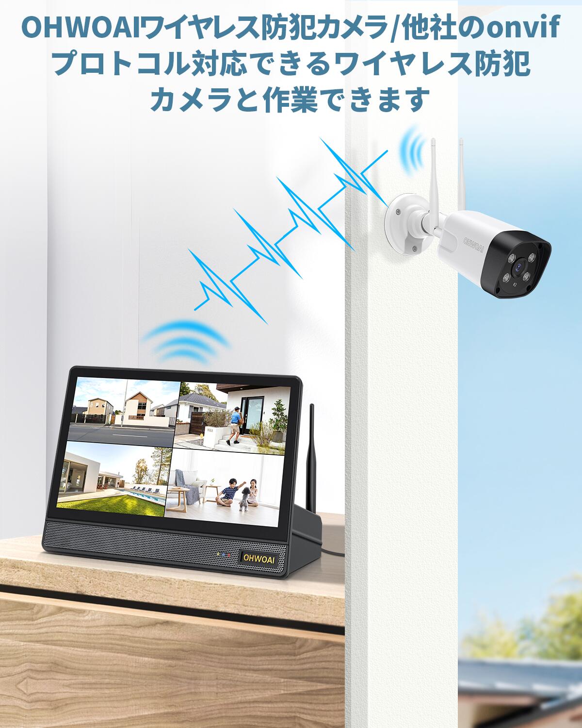 楽天市場】10インチモニター 一体型NVR OHWOAI ワイヤレス 防犯カメラ