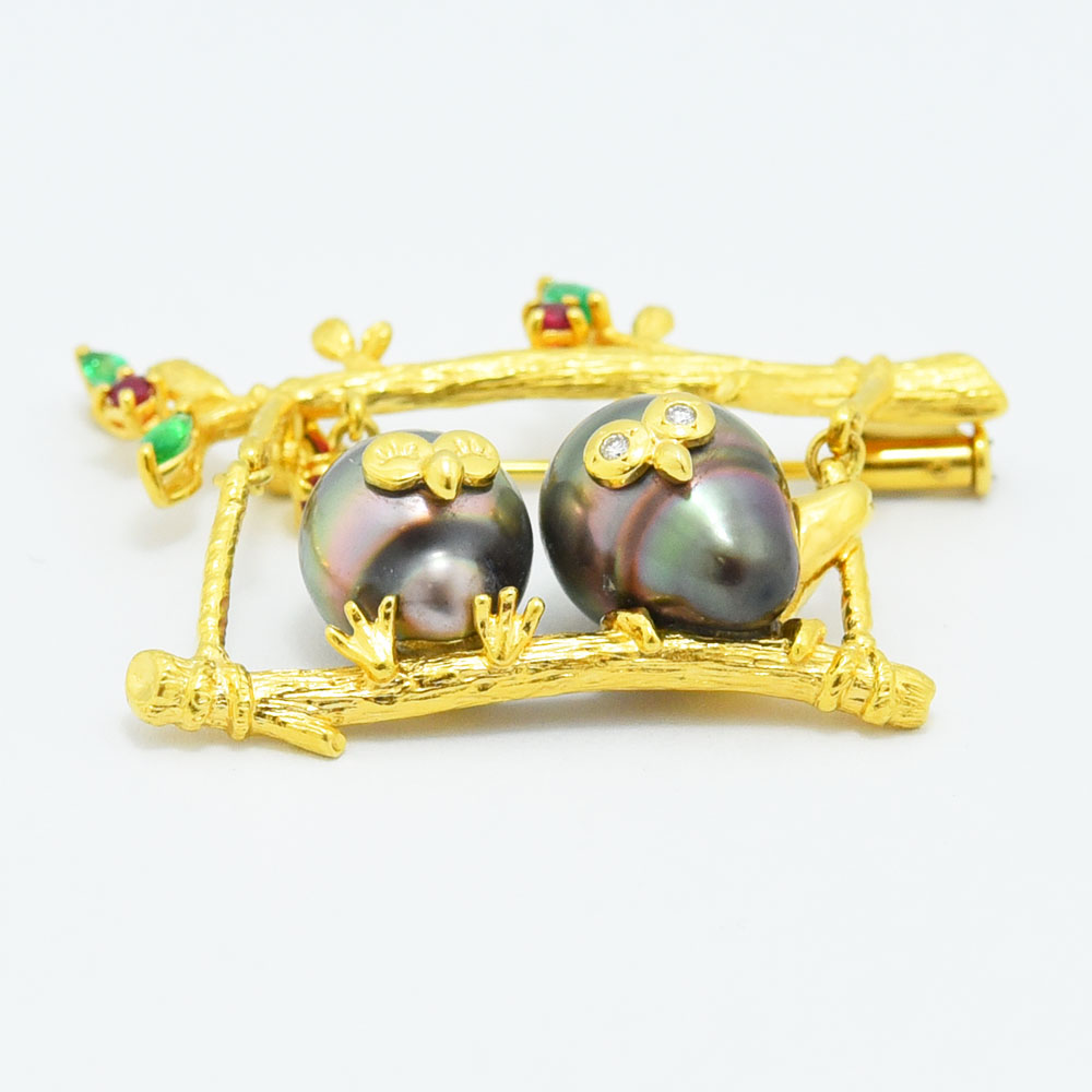 楽天市場】タサキ ブローチ TASAKI 田崎 フクロウ 梟 パール 黒蝶真珠