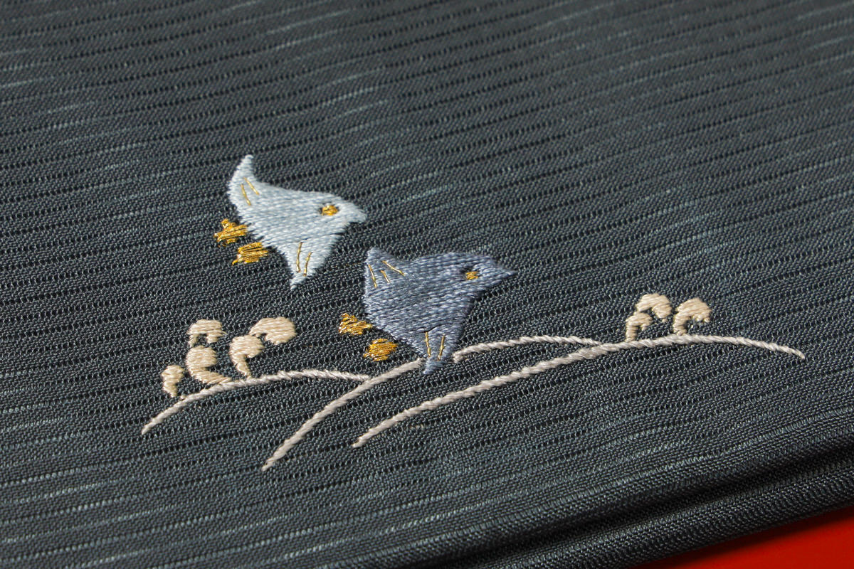 楽天市場】懐紙入れ 茶道具 夏用 正絹 絽 千鳥 刺繍 黒 ブラック 懐紙