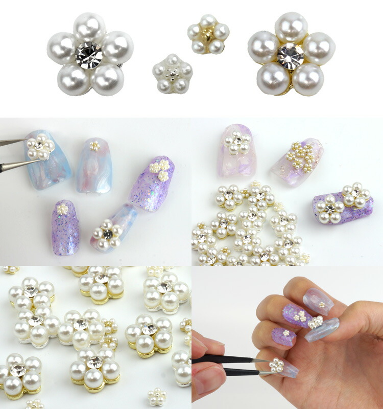 楽天市場】ネイルパーツ フラワー ゴールド シルバー パール ストーン
