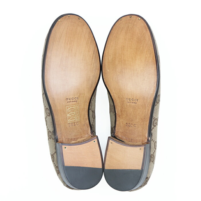 楽天市場】【未使用】グッチ GGキャンバス ホースビット ローファー