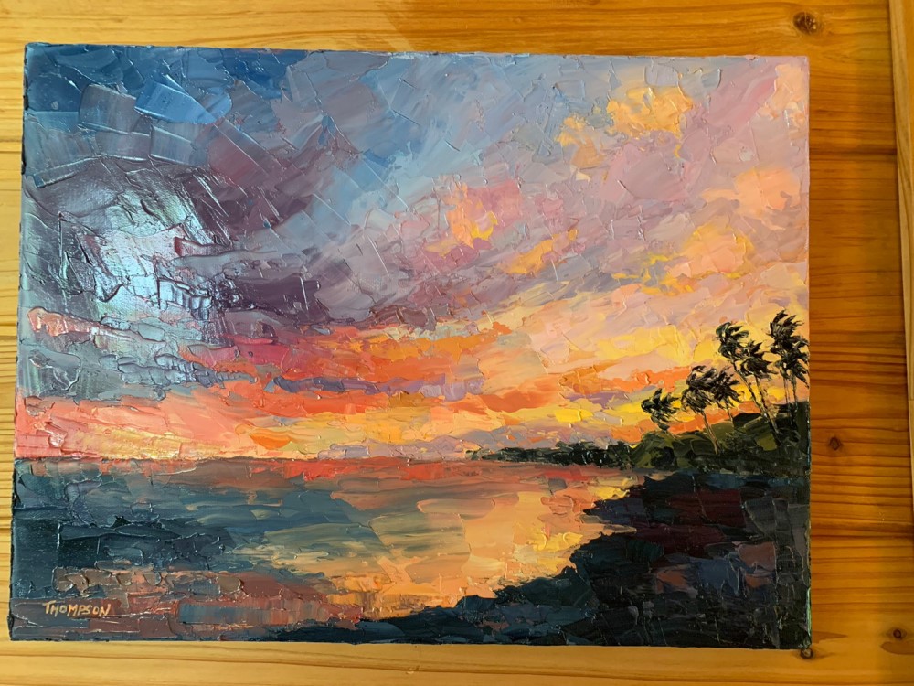楽天市場】絵画 【マウイの夕焼け】 THOMPSON 油絵 インテリア アート