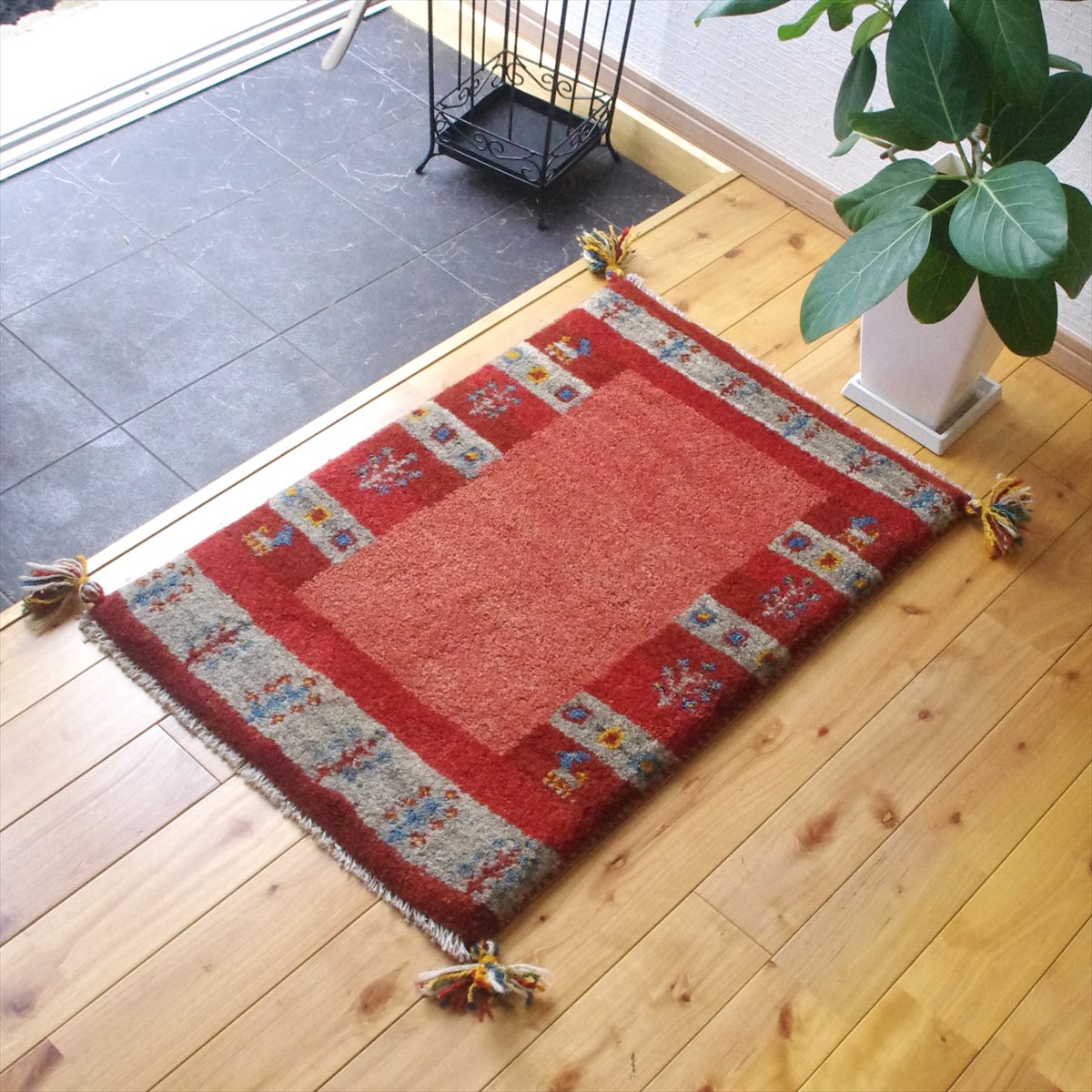 楽天市場】ペルシャ ギャッベ 76x50cmセール ギャベ 玄関マット 赤