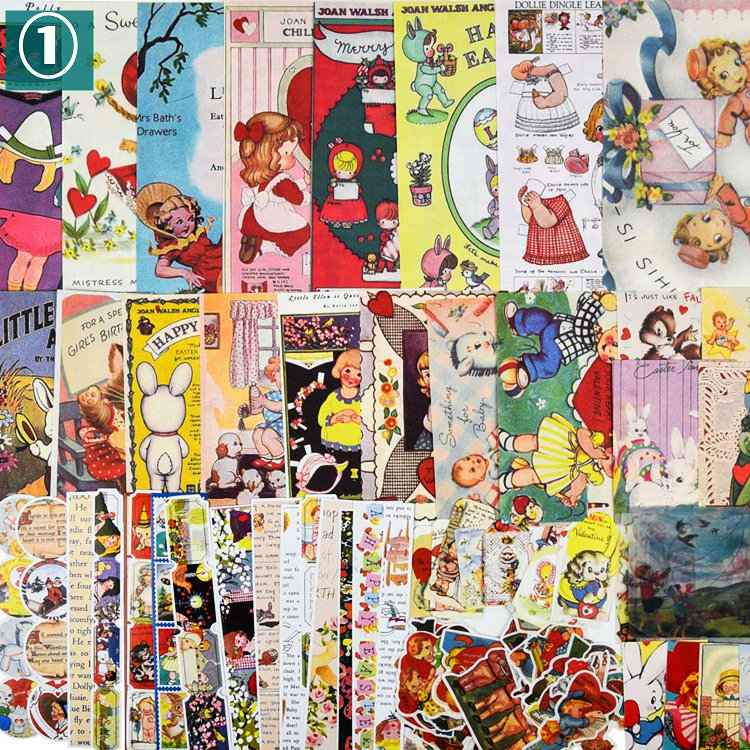 楽天市場】即日出荷 100枚 5種類紙質 コラージュ素材 大容量