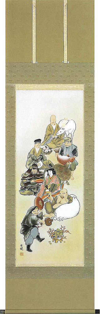 楽天市場】掛け軸 川渡布袋図 送料無料 【掛軸】【一間床・半間床