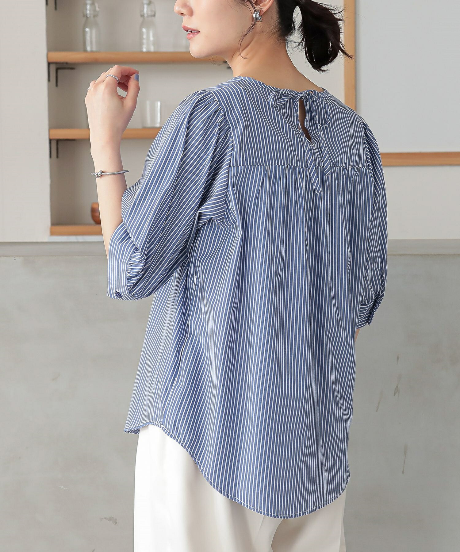 楽天市場】ギンガムチェック ブラウス（カラーブルー）（レディース