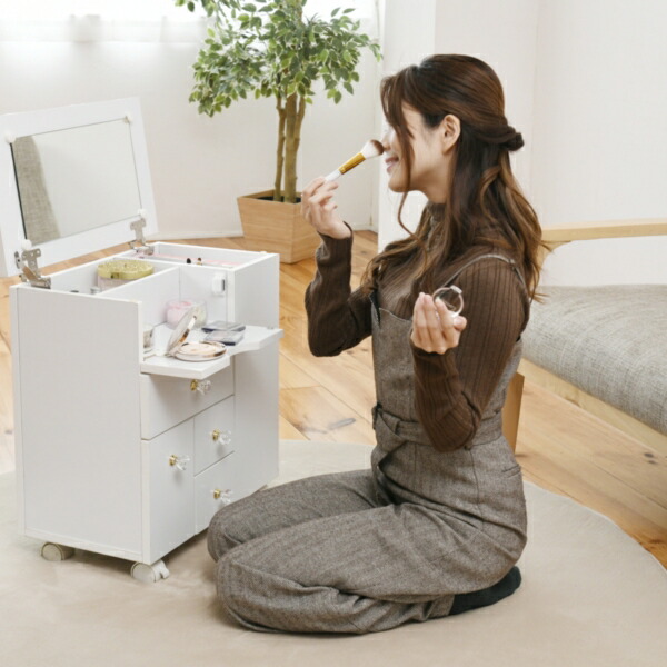 楽天市場】コスメワゴン コスメボックス ドレッサー 完成品 メイク台