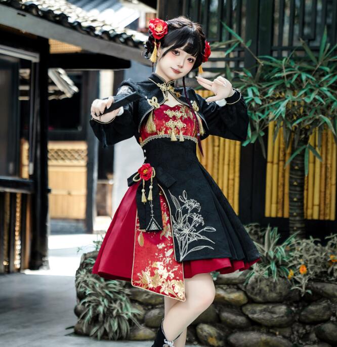 楽天市場】中華服 漢風 ロリータワンピース 女性 ハロウィン コスプレ
