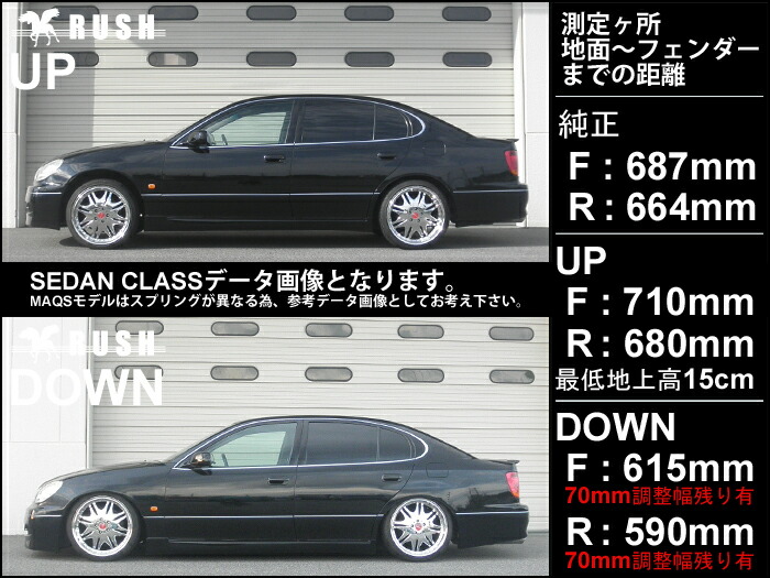 楽天市場】RUSH 車高調 アリスト JZS161 JZS160 車高短 MAQSモデル