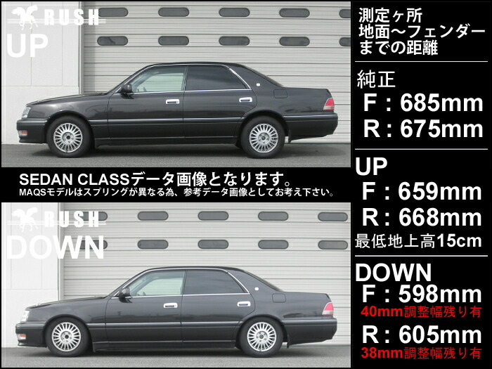 楽天市場】RUSH 車高調 クラウン JZS151 JZS155 GS151 前期 後期 車高