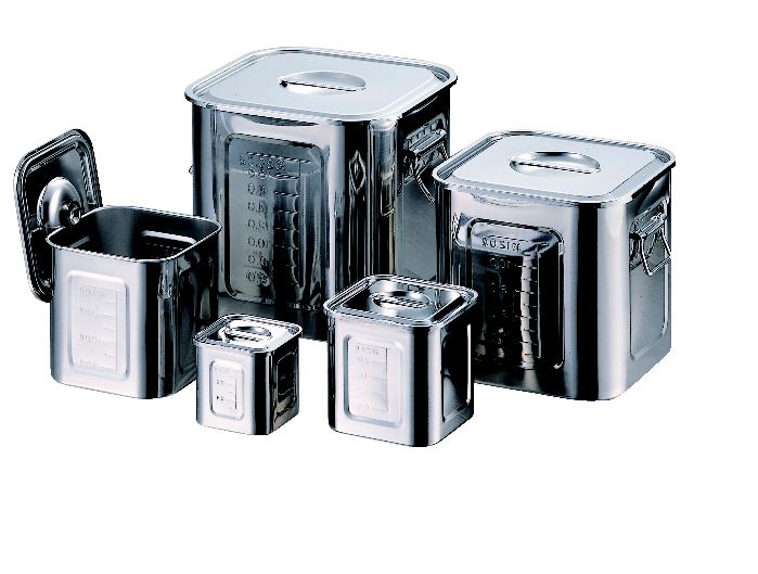 C(7587) ユキワ 深型 角キッチンポット 5個 ステンレス 業務用 厨房用