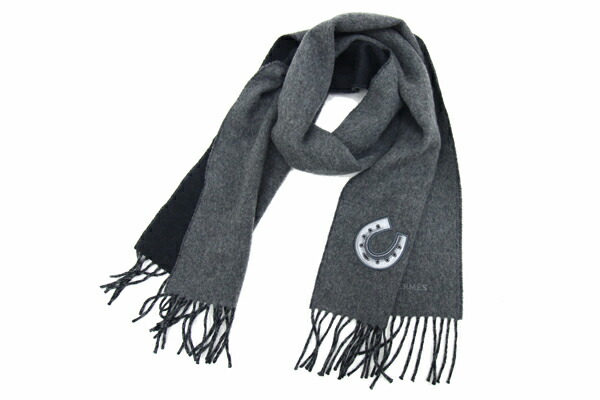 楽天市場】エルメス マフラー グレー ブラック カシミヤ100% 中古 馬蹄