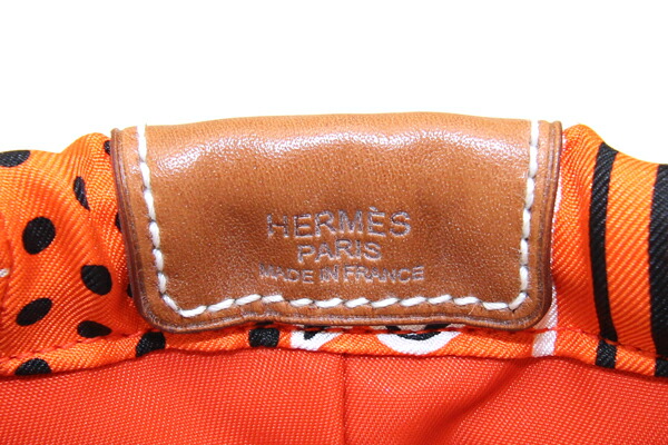 楽天市場】エルメス ポーチ フールビ20 オレンジ シルク100％ 中古