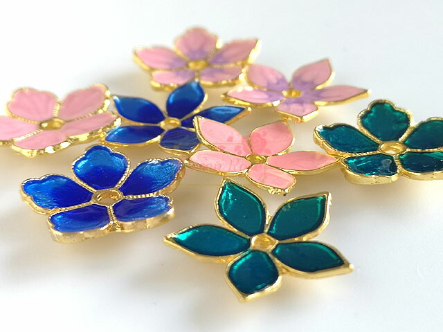 楽天市場】ステンドグラス風 フラワーメタルパーツ 全2種4色 2個 貼付