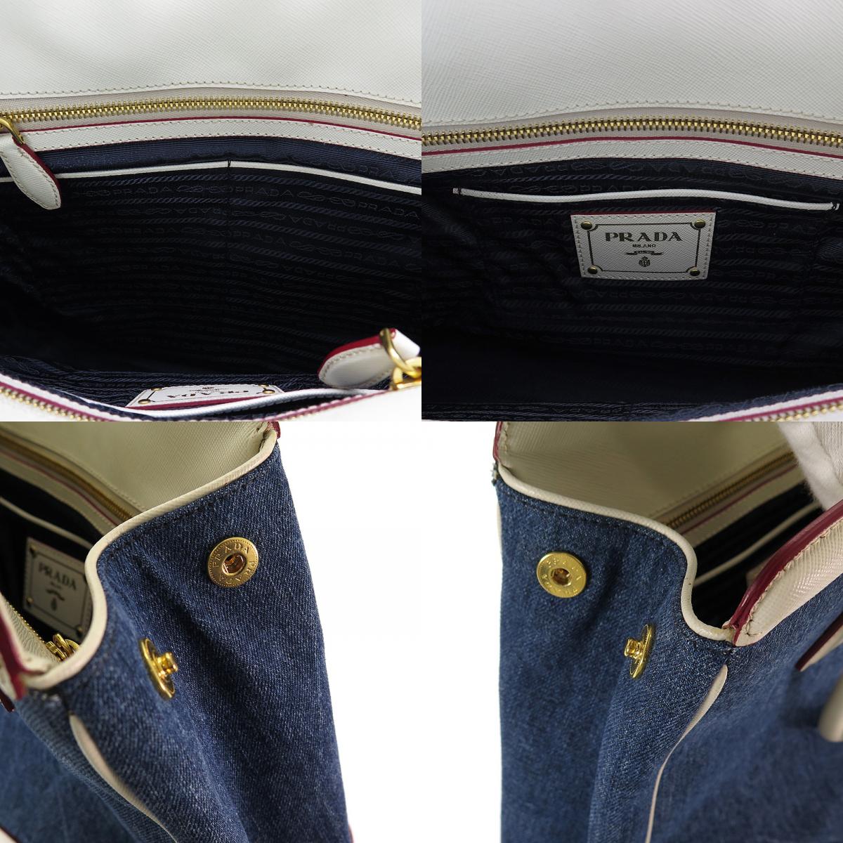 楽天市場】【中古】 プラダ デニム×サフィアーノ BN2441 ハンドバッグ