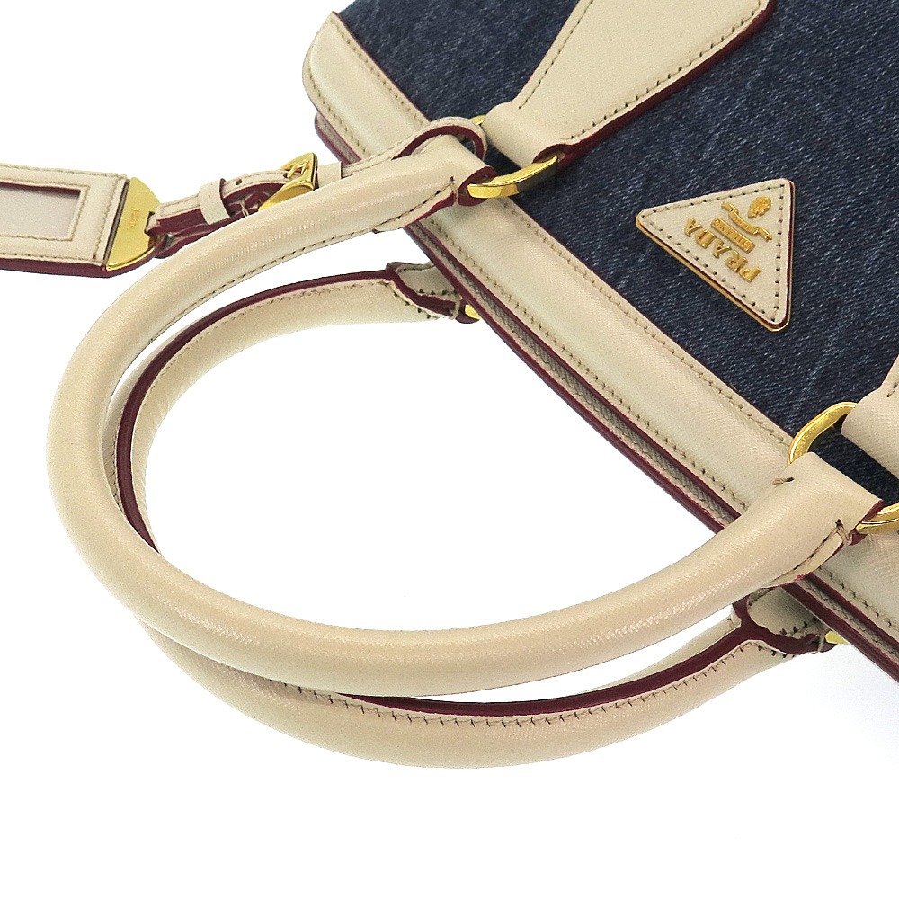 楽天市場】【中古】 プラダ デニム×サフィアーノ BN2441 ハンドバッグ