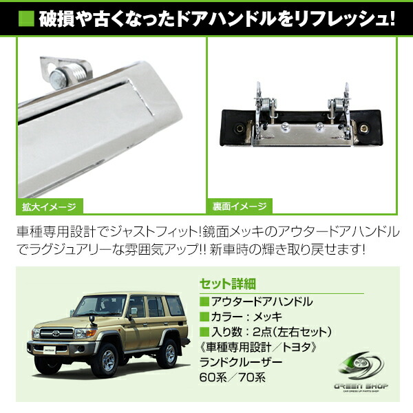 楽天市場】【送料無料】 フロント ドアハンドル メッキ 60系 70系