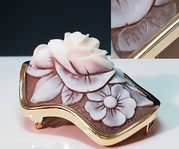 楽天市場】【中古】「Priori」シェルカメオ K18 ブローチ