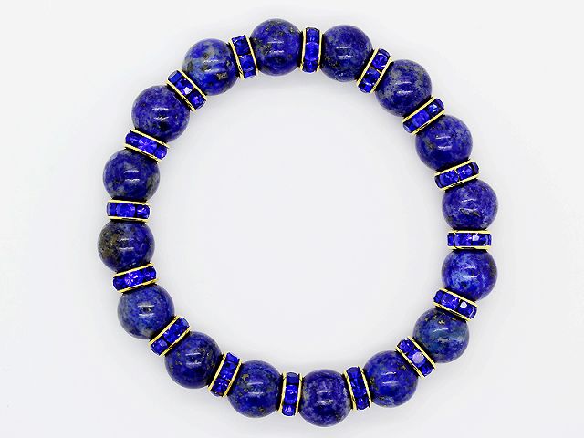 楽天市場】天然石 ラピスラズリ 10mm ロンデル 数珠 ブレスレット 知力