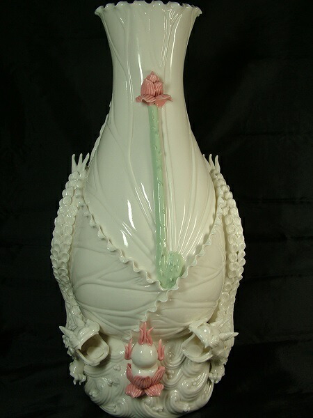 楽天市場】□龍香堂□☆中国高級工芸 白磁花瓶『蓮葉双龍』 : 龍香堂