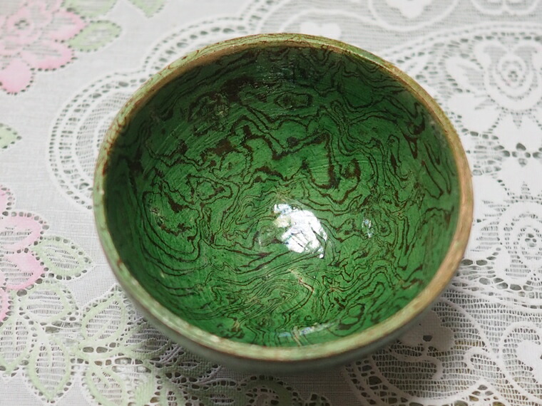 楽天市場】【練り 唐三彩 緑釉 茶碗 練唐三彩 中国唐時代 練り込み