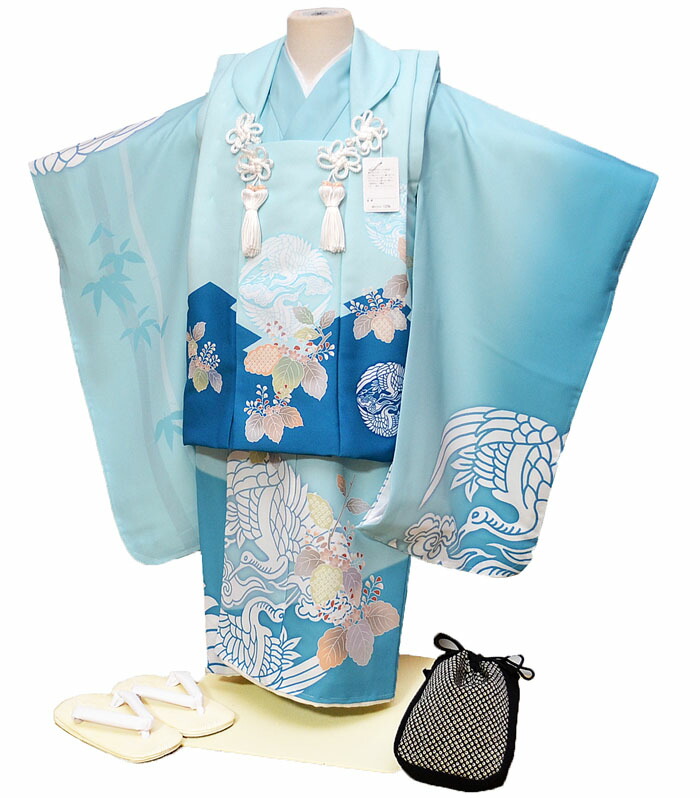 楽天市場】七五三 753 着物 3歳 男の子 被布セット 水色 ボカシ 絵羽柄