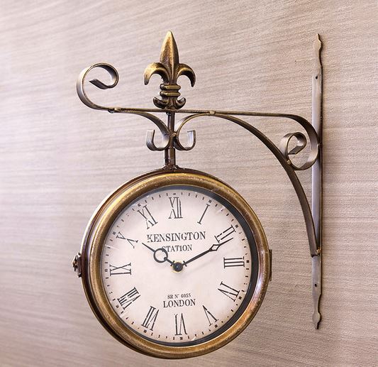 楽天市場】輸入雑貨 時計 吊り下げ時計 ステーションクロック ブロンズ