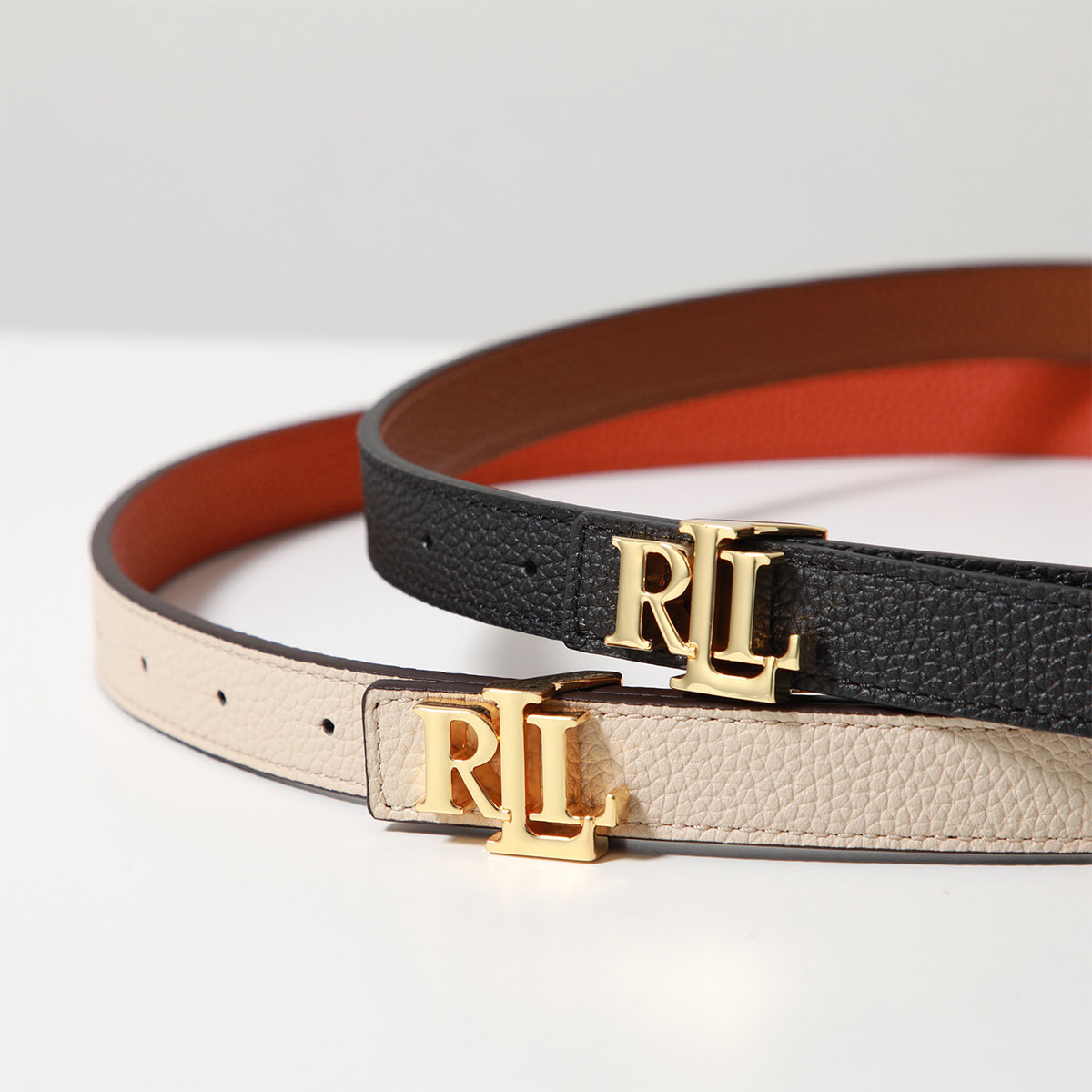 LAUREN RALPH LAUREN アンカーロゴ ゴールド金具スキニーベルト LAUREN