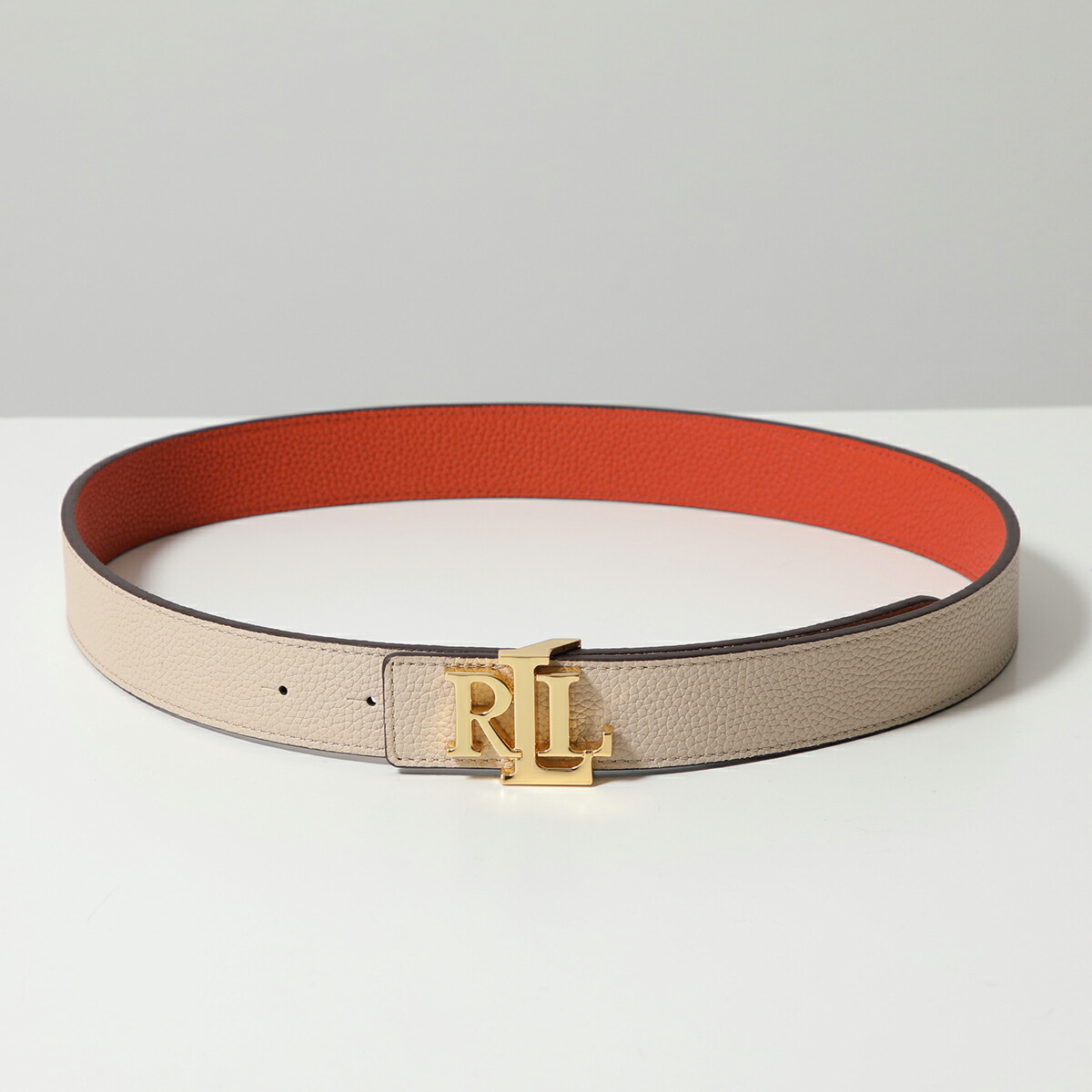 新品 LAUREN RALPH LAUREN ゴールドバックル 牛革ベルト ラルフ