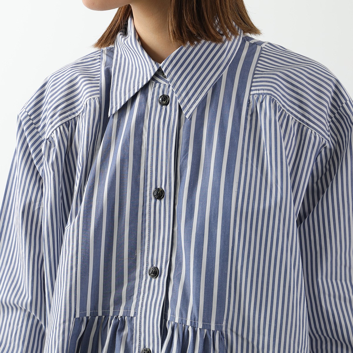 楽天市場】GANNI ガニー シャツ ワンピース Stripe Cotton Wide Mini