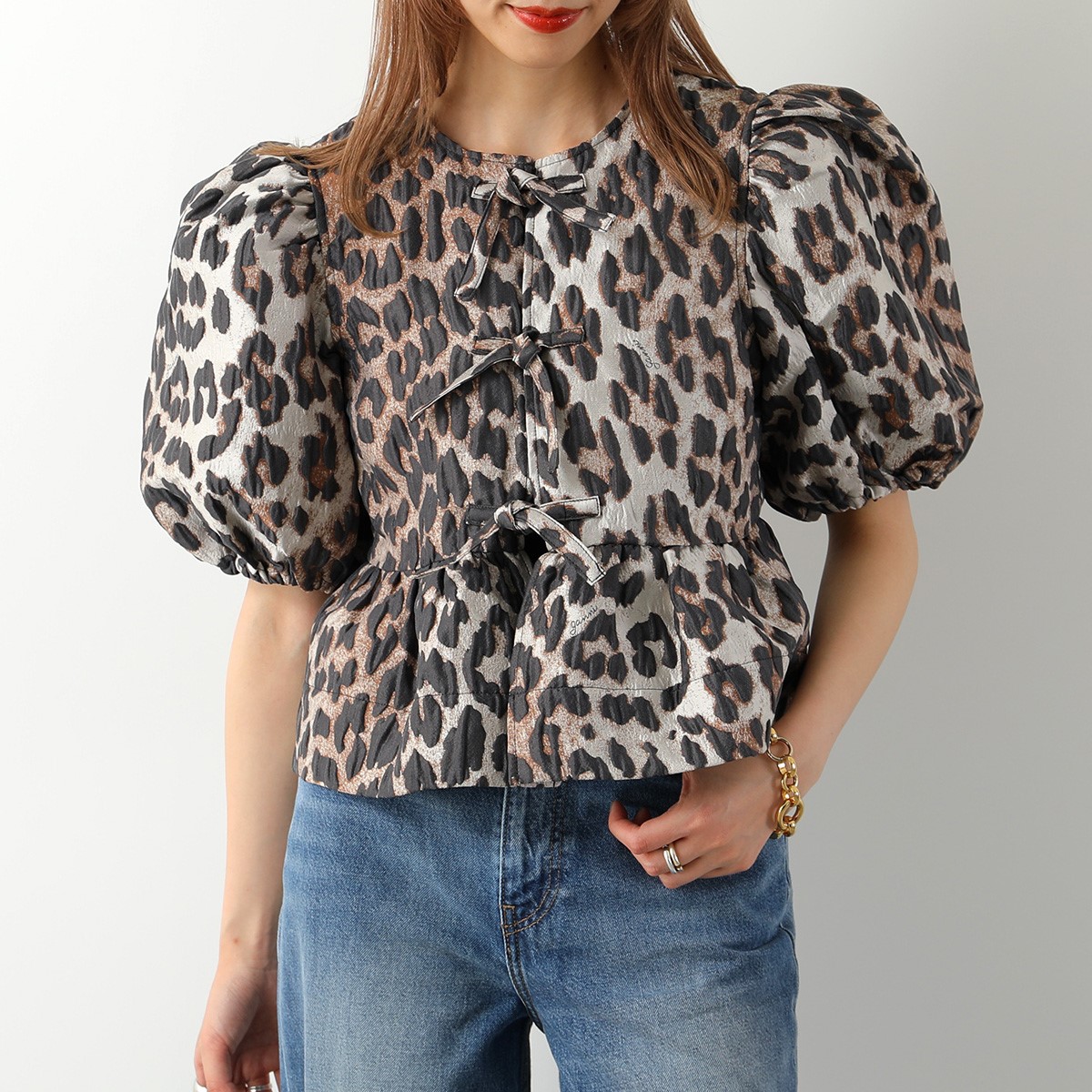 楽天市場】GANNI ガニー ブラウス 3D Jacquard Peplum Blouse F7623