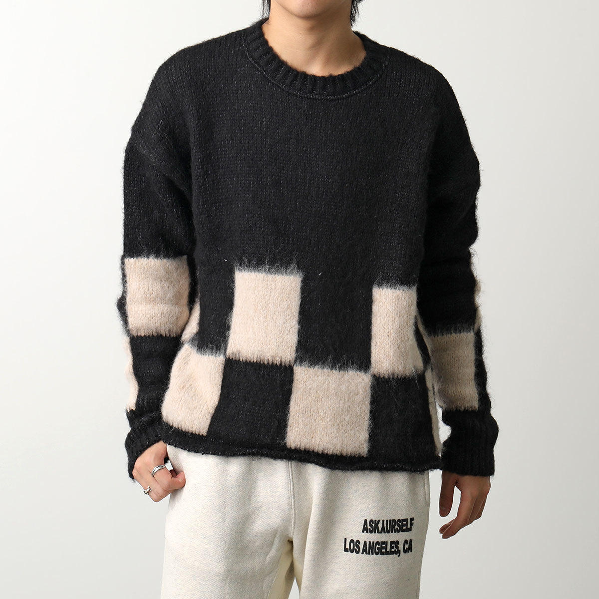 楽天市場】ASKYURSELF アスクユアセルフ ニット BRUSHED CHECKERED