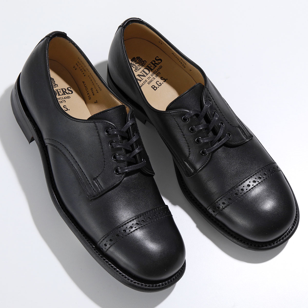 楽天市場】Sanders サンダース レザーシューズ Punched Cap Derby Shoe