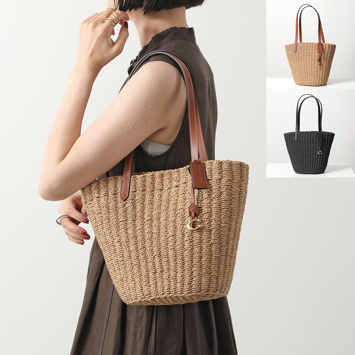 楽天市場】COACH コーチ かごバッグ SM STRAW TOTE CQ785 レディース