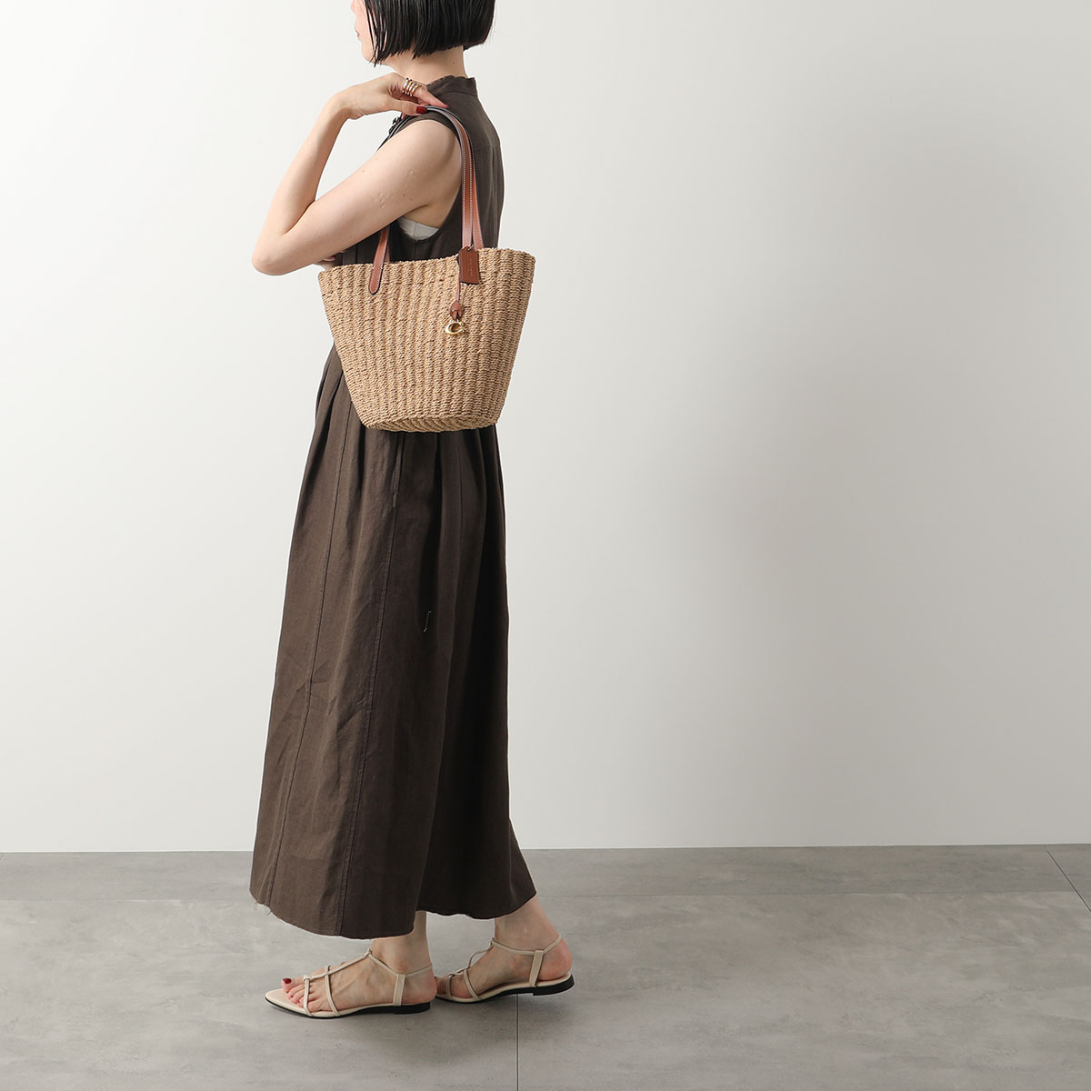 楽天市場】COACH コーチ かごバッグ SM STRAW TOTE CQ785 レディース