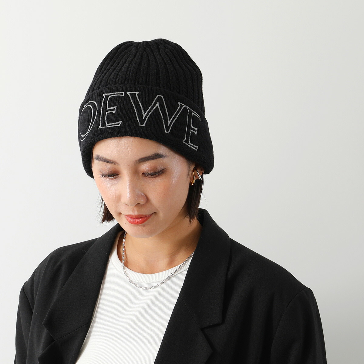 楽天市場】LOEWE ロエベ ニット帽 F000257X38 レディース ウール ロゴ