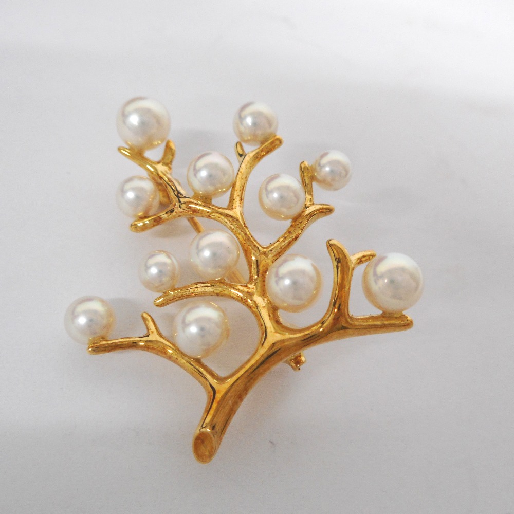楽天市場】ミキモト ブローチ K18YG 幸福の木 ベビーパール 真珠12個