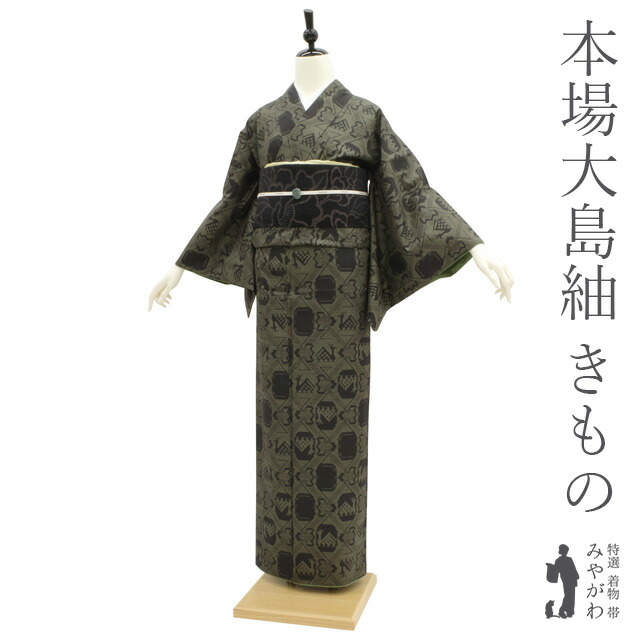 楽天市場】クーポン発行中！【中古】 本場大島紬 袷 着物 古代染色純泥