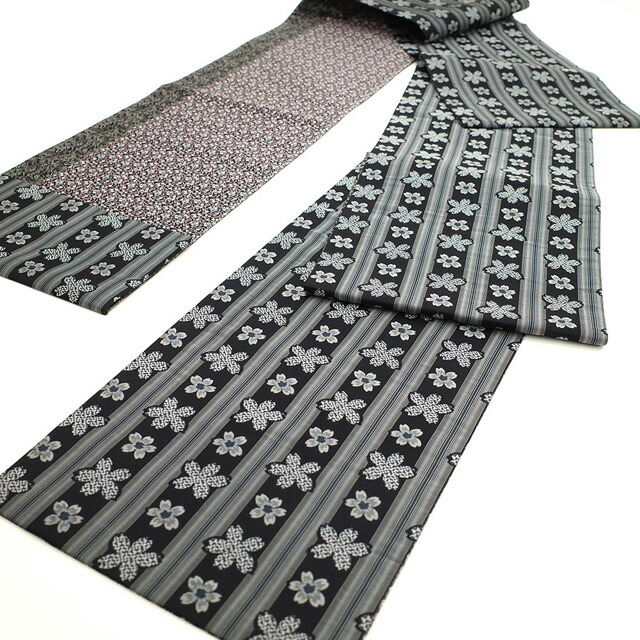 楽天市場】【新古品】 袋帯 未使用 正絹 リバーシブル 全通 黒 グレー