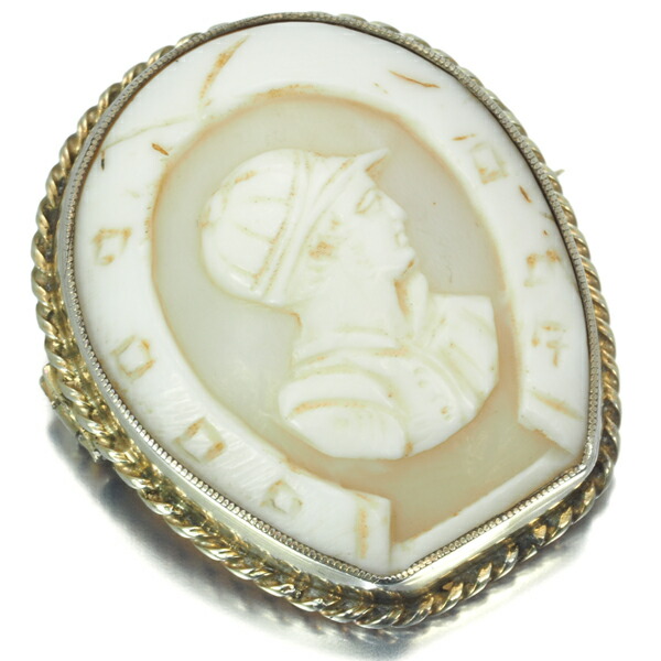 楽天市場】シェル カメオ アンティーク 男性の横顔 ブローチ シルバー