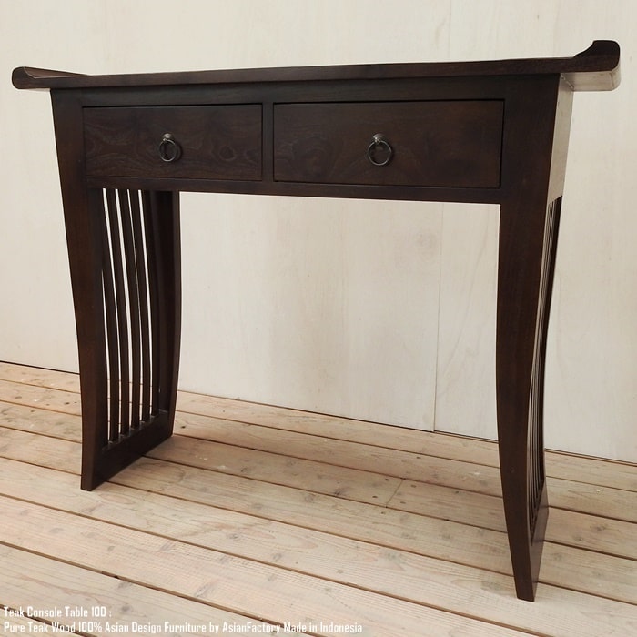 楽天市場】チーク無垢材 コンソールテーブル2D100 DB ダークブラウン