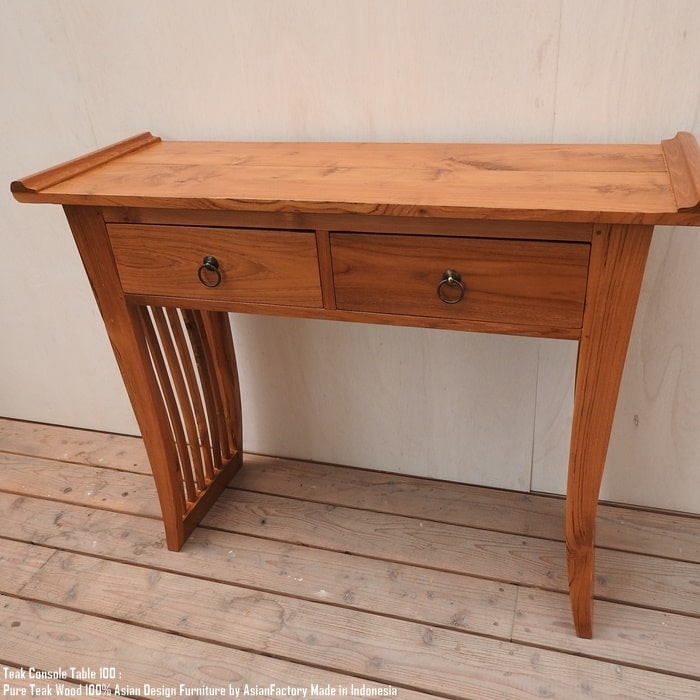 楽天市場】チーク無垢材 コンソールテーブル2D100 NA ナチュラル