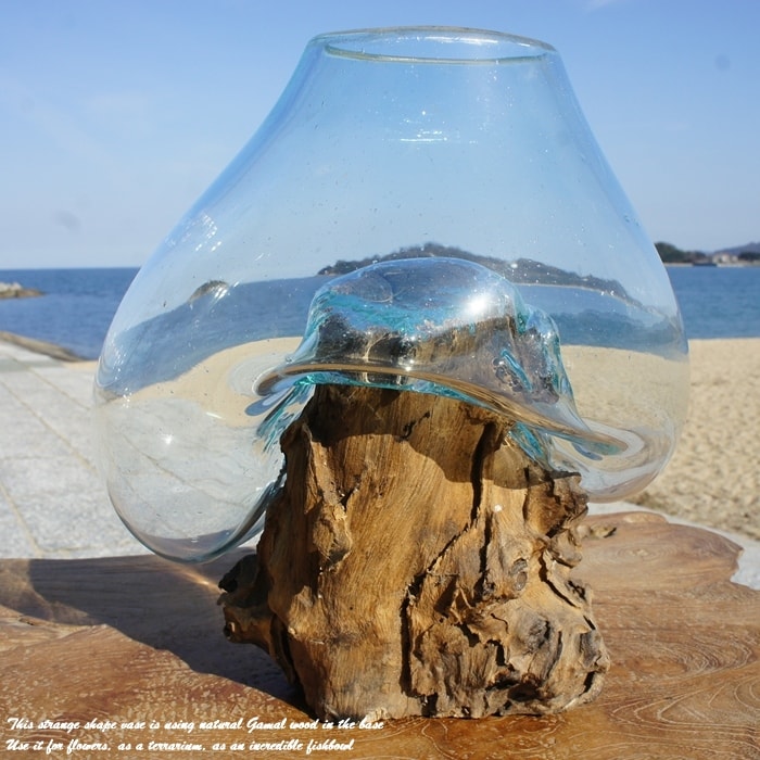 楽天市場】選べる 流木ガラスオブジェ 大きい M24 花瓶 アクアリウム