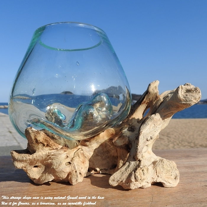 楽天市場】選べる 流木ガラスオブジェ W11 花瓶 アクアリウム