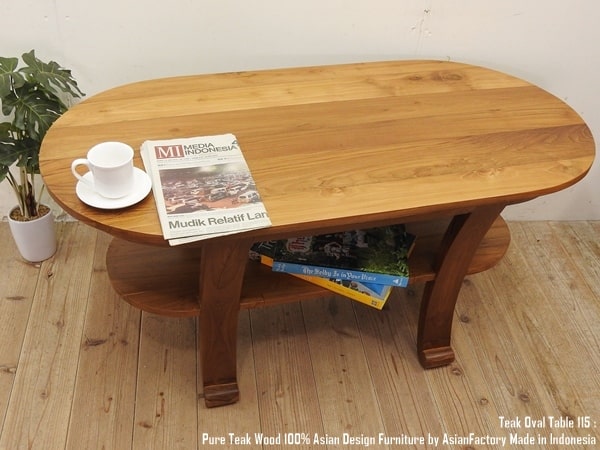 楽天市場】チーク無垢材 オーバルテーブル120cm×60cm NA リビング