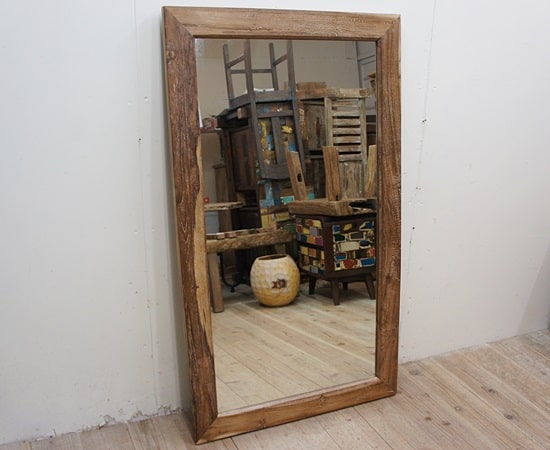 楽天市場】姿見鏡 120cm×70cm オールドチーク無垢材 全身ミラー バリ