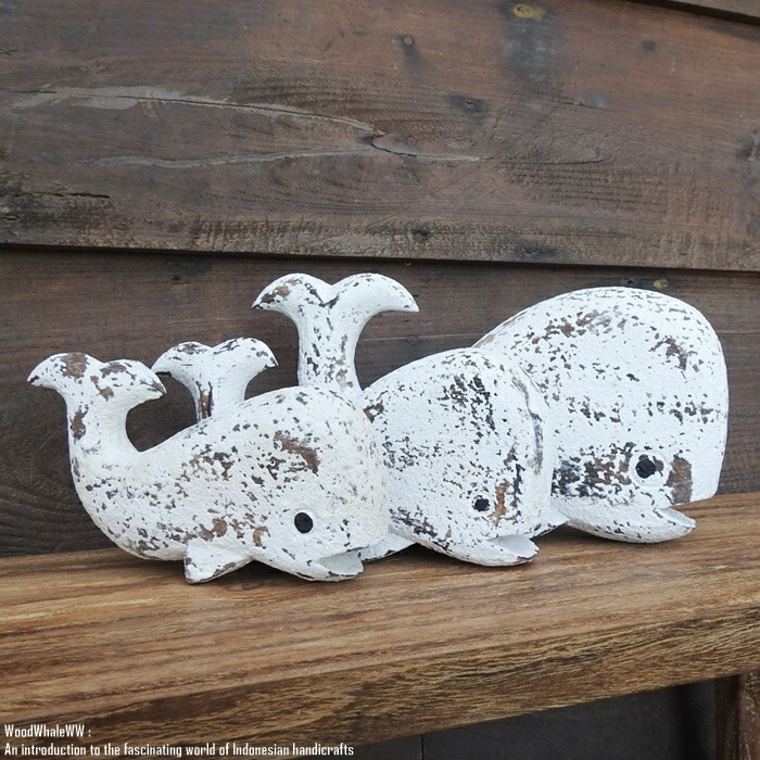 楽天市場】[ポイント2倍]木製オブジェ クジラ M 25cm ホワイト
