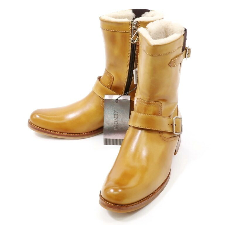 楽天市場】【中古】ゼノビ ZENOBI サイドジップ ボア レザー ブーツ