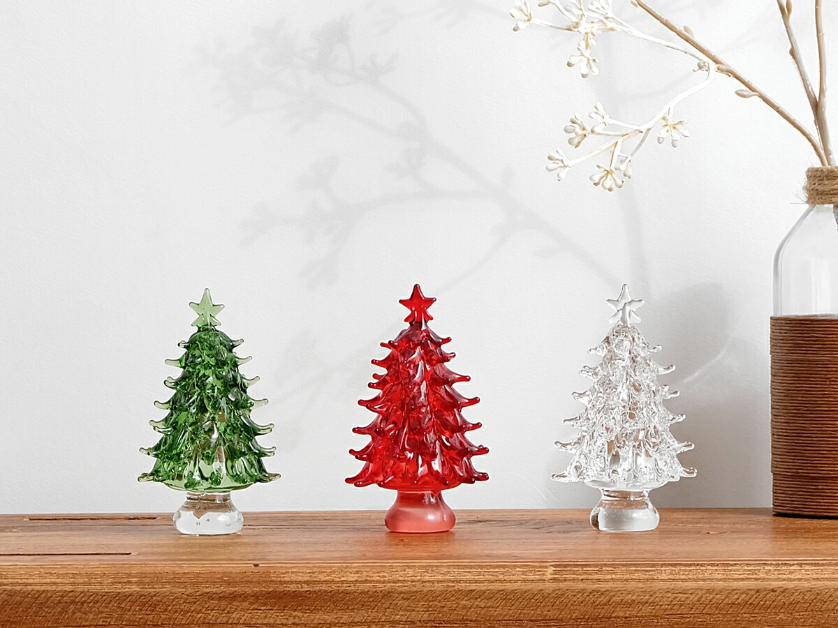 Y2799-2 バカラ クリスマスオーナメント ツリー 置物 高さ13.5㎝ Y2799