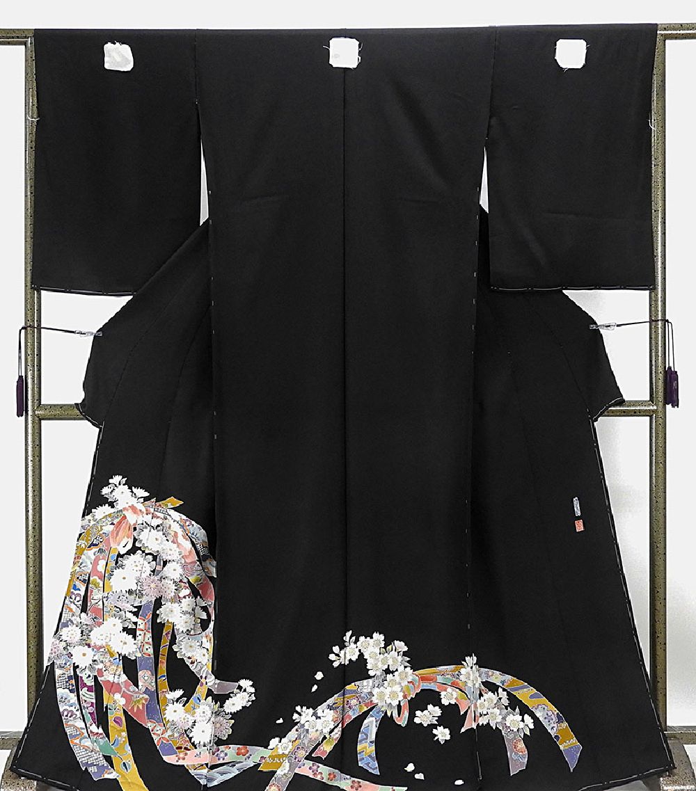 楽天市場】留袖 正絹 加賀友禅 谷崎善治作 束ね熨斗 黒留袖 未仕立 仮